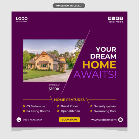 Flyer for Sale of Beautiful Houses in Burgundy. Beautiful house for sale with beautiful green gardens,のイラスト素材