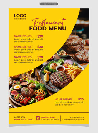 Restaurant Food Flyer Design Layout Template, Vector Illustrationのイラスト素材