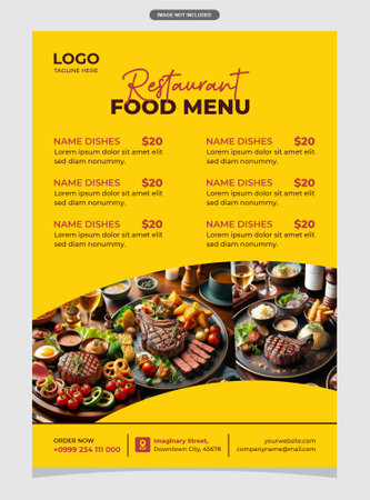 Restaurant Food Menu Flyer Template, Vector Illustrationのイラスト素材