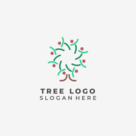 Team tree logo design vector icon illustration, modern business logo design templateのイラスト素材