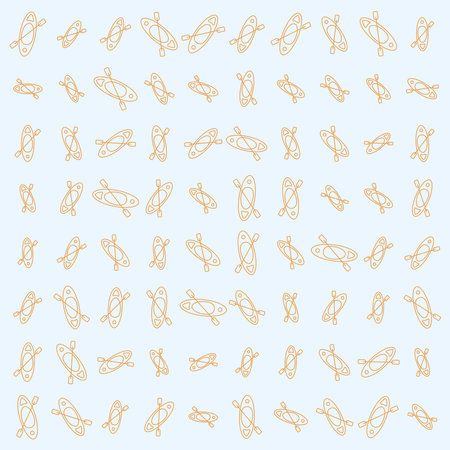 Seamless kayak and surfboard pattern design with summer holiday theme lineart style
