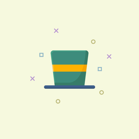 Illustration of a classic green magician hat with a yellow plate is suitable for decoration of a magic entertainment festivalのイラスト素材