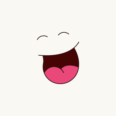 Funny vector laughing lips illustration, laughing face expression, aesthetic cartoonのイラスト素材