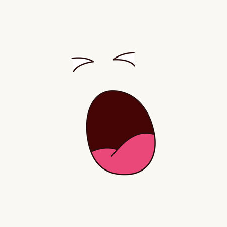 Cute vector crying lips illustration, screaming crying facial expression, aesthetic cartoonのイラスト素材