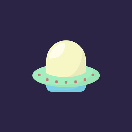 Futuristic flying UFO aircraft illustration, unique space alien aircraft vector design