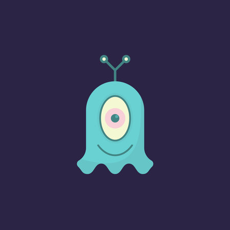 Space alien illustration, funny alien creature vector design