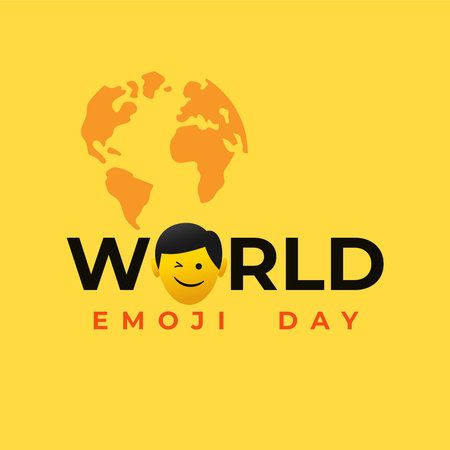 World Emoji Day Flyer simple cute vector, bright yellow color, creative attracts attention designのイラスト素材