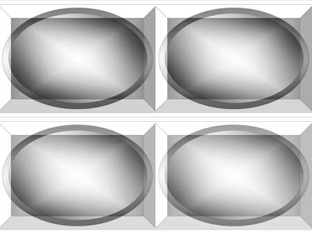 Four Blank   Shining Silver Oval Frames in Collage designの写真素材