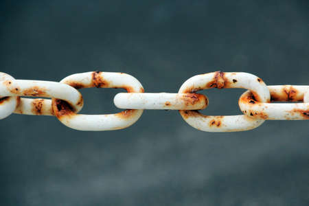 Old rusted white metal   chain の写真素材