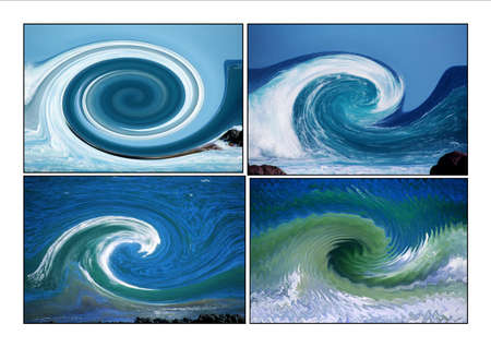 Collage of Ocean waves designsの写真素材