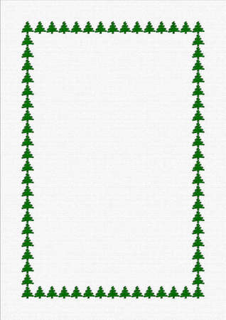Blank sheet with border of green Xmas treesの写真素材