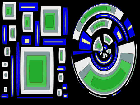 Two picture collage of modern rectangle design on black backgroundの写真素材