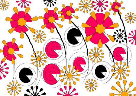Modern abstract design in bright colours on white backgroundの写真素材