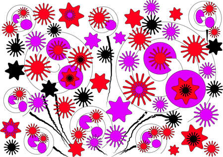 Modern abstract design in bright colours on white backgroundの写真素材