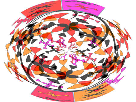 Modern floral  elliptical  abstract design in bright colours on white backgroundの写真素材