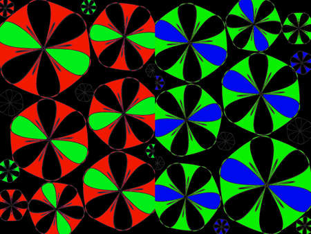 Modern two picture collage  floral  abstract  design on black backgroundの写真素材