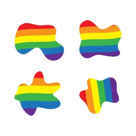 Vector set of rainbow spots. Lgbt rainbow flag. Public coming out concept. Freedom of speech message.のイラスト素材