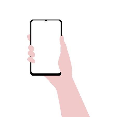 Vector illustration of hand with empty smartphone screen.のイラスト素材