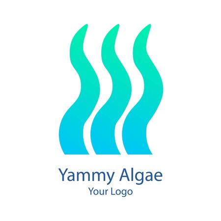 Vector trendy marine logo of a green blue algae or kelp in deep water ocean or sea in modern gradient colors and glow. Can be used for sea store, ocean products, eco company, camp or businessのイラスト素材