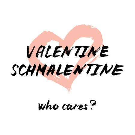 Vector handdrawn valentine's day card. Brush lettering funny quote and pink heart on white background.のイラスト素材