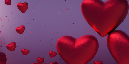 Valentine's day background with red hearts. Vector illustration, generative aiの素材