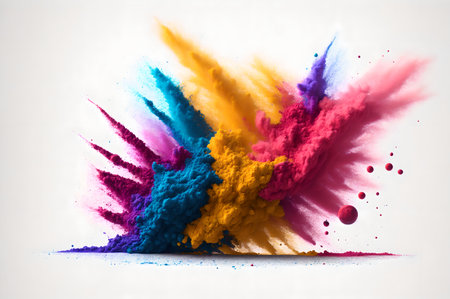 powder colours explosion on white background, AI Generatedの素材