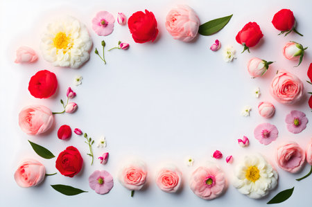 a border of flowers on white background, card design, AI Generatedの素材