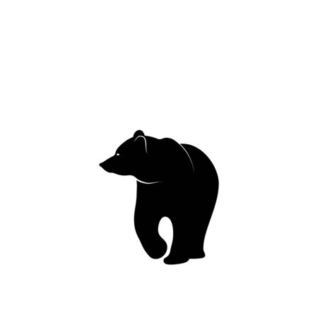 Graphic illustration of bear silhouette. Stencil. Black and whiteのイラスト素材