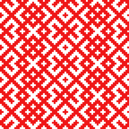 Seamless traditional Russian and slavic ornament made by squares.のイラスト素材