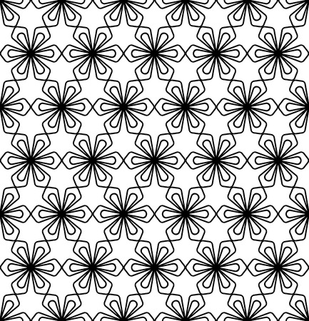 Japanese seamless pattern Kumiko black and white silhouette lines with a average thicknessのイラスト素材