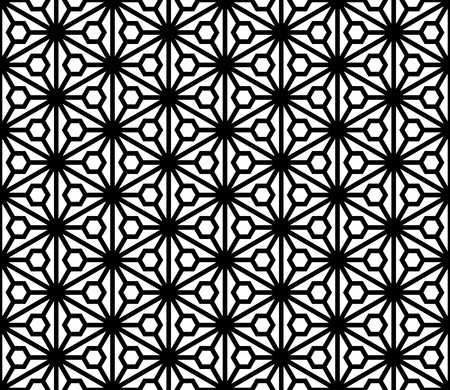 Seamless pattern based on japanese ornament Kumiko black and white silhouetteのイラスト素材