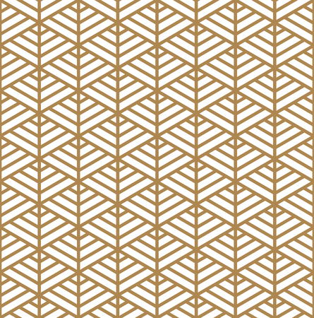 Seamless pattern based on Japanese ornament Kumiko.Golden color.のイラスト素材