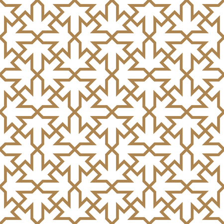 Seamless Arabic ornament in the form of leaves .White background and golden lines.のイラスト素材
