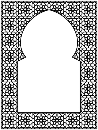 Rectangular frame of the Arabic pattern of three by four blocksのイラスト素材
