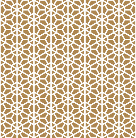 Seamless pattern based on Japanese ornament Kumiko.Golden color.のイラスト素材