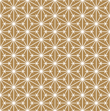 Seamless pattern based on Japanese ornament Kumiko.Gold background color.White pattern layer.のイラスト素材