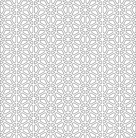 Seamless pattern based on Japanese ornament Kumiko.Black and white.Rounded corners.のイラスト素材