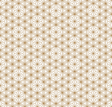 Seamless pattern based on japanese ornamet kumiko. Great design for fabric,textile,cover,wrapping paper,background.Average thickness lines.Golden color.のイラスト素材