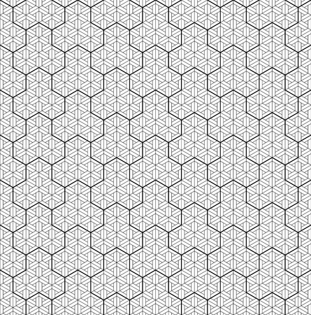 Japanese seamless geometric pattern .Black and white silhouette with average and fine lines.For design template,textile,fabric,wrapping paper,laser cutting and engraving.Two-level patternのイラスト素材