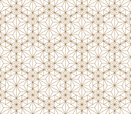 Seamless pattern japanese shoji kumiko.For template,fabric,textile,wrapping paper,laser cutting and engraving. Japanese pattern background vector.Compound ornament.Average and thick lines.Hexagon gridのイラスト素材