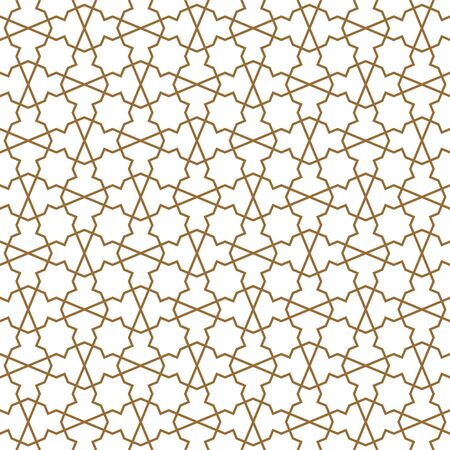 Seamless geometric ornament based on traditional arabic art. Muslim mosaic.Brown color lines.Great design for fabric,textile,cover,wrapping paper,background.Fine lines.のイラスト素材