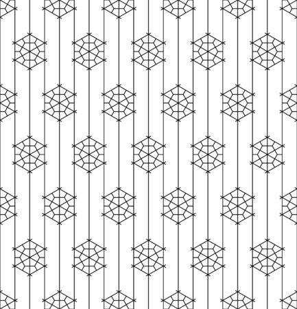 Japanese seamless geometric pattern .Black and white silhouette lines.For design template,textile,fabric,wrapping paper,laser cutting and engraving.Average thickness lines.のイラスト素材