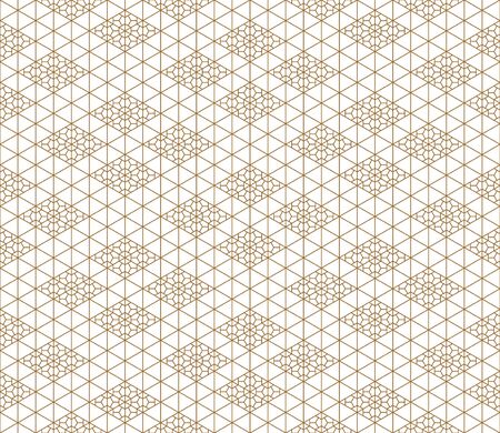 Japanese seamless geometric pattern .Gold silhouette lines.For design template,textile,fabric,wrapping paper,laser cutting and engraving.Average thickness lines.のイラスト素材