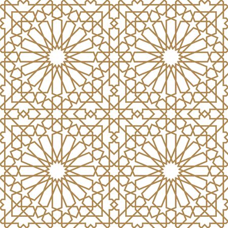 Seamless geometric ornament based on traditional arabic art.Brown color lines.Great design for...