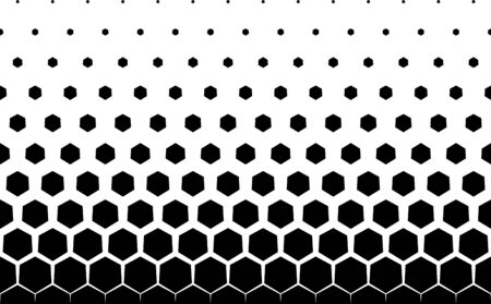 Seamless halftone vector background.Filled with black hexagones . 11 figures in height.のイラスト素材