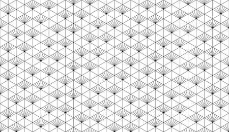 Japanese seamless Kumiko pattern in black fine lines.のイラスト素材