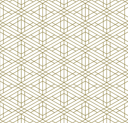 A seamless pattern based on elements of the traditional Japanese craft Kumiko zaiku. Thin lines of brown color.のイラスト素材