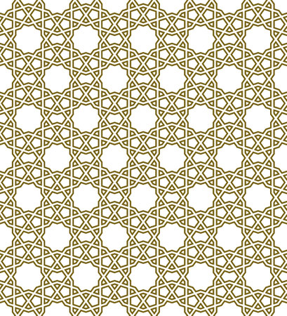 Seamless geometric ornament based on traditional islamic art.Brown color lines.Great design for fabric, textile, cover, wrapping paper, background.Doubled lines.のイラスト素材