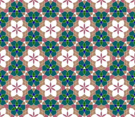Geometric seamless pattern based on traditional Islamic ornament. Colored.