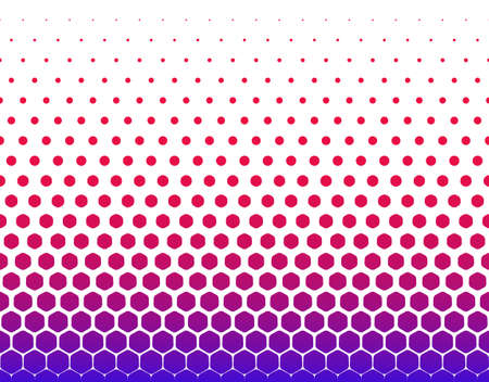 Seamless halftone vector background.Hexagons turning into circles .Middle fade out with gradient. 20 figures in height.のイラスト素材